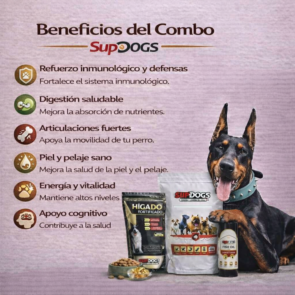 Combo Supdogs 500 gramos + Hígado fortificado + Fish oil